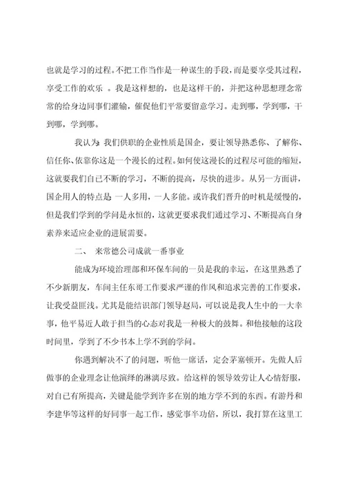 环保个人工作总结范文2023年