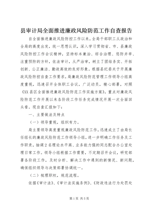 县审计局全面推进廉政风险防范工作自查报告.docx