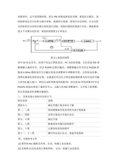 基于plc液面控制综合系统开题报告.docx