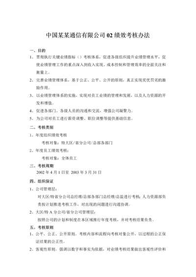 中国某通信有限公司员工绩效考核办法.docx