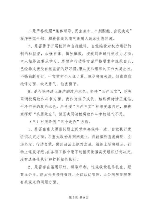 班子主题教育对照党章党规“十八个是否”问题找差距检视剖析材料 (3).docx