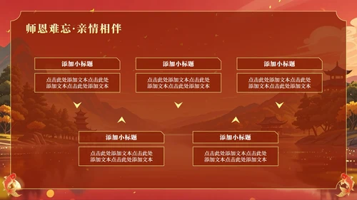 红黄色中国风毕业季锦鲤升学宴主题PPT模板