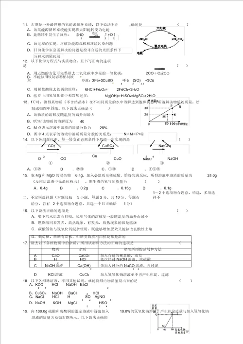 江苏省镇江市区2015年中考化学网上阅卷答题卡模拟训练试题