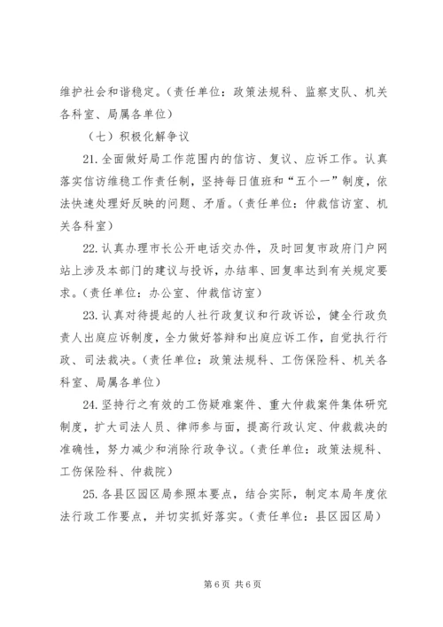人力资源社会保障依法行政工作要点.docx
