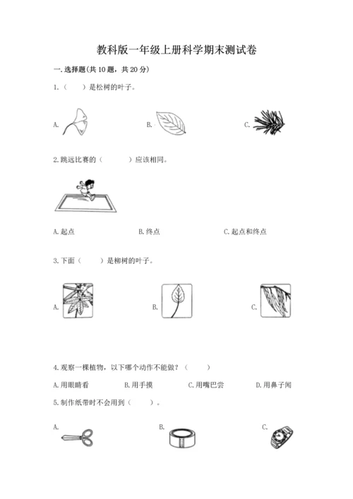 教科版一年级上册科学期末测试卷【完整版】.docx