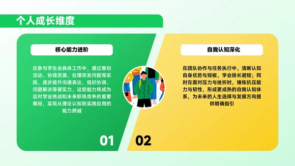 绿色插画风学生会招新进行时PPT模板