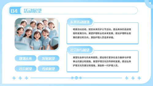 蓝色插画风护士节活动创意方案PPT模板