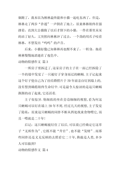 2022精选动物的情感作文锦集十篇