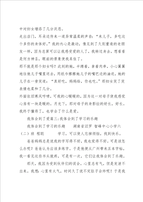 我体会到了爱4篇