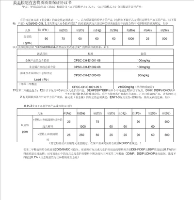 有害物质质量保证协议书