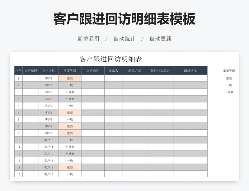客户跟进回访明细表模板