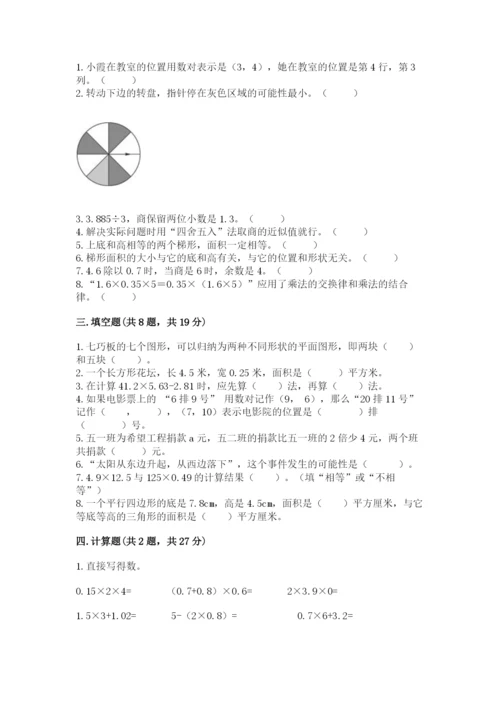 小学五年级上册数学期末测试卷及参考答案（综合卷）.docx