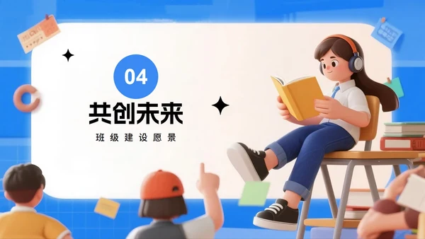 蓝色手绘扁平卡通风校园大学生班长竞选PPT模板