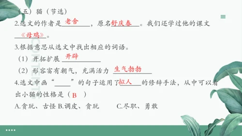 统编版四年级下册期末复习：语文课内阅读专项 练习课件