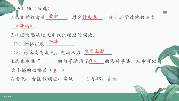 统编版四年级下册期末复习：语文课内阅读专项 练习课件