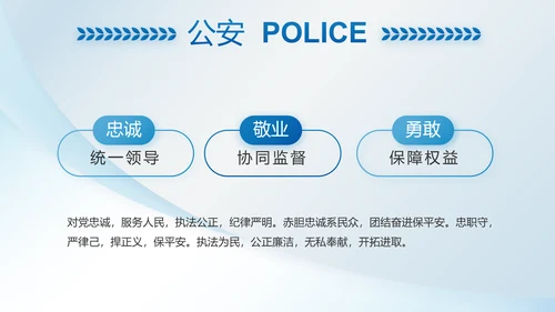 蓝色大气公安警察职责动态PPT模板