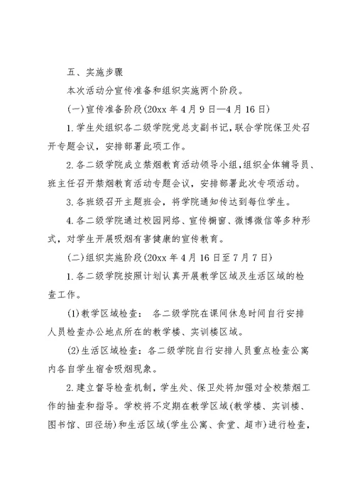 学院禁烟教育活动策划书-学院禁烟教育活动策划(共3页)