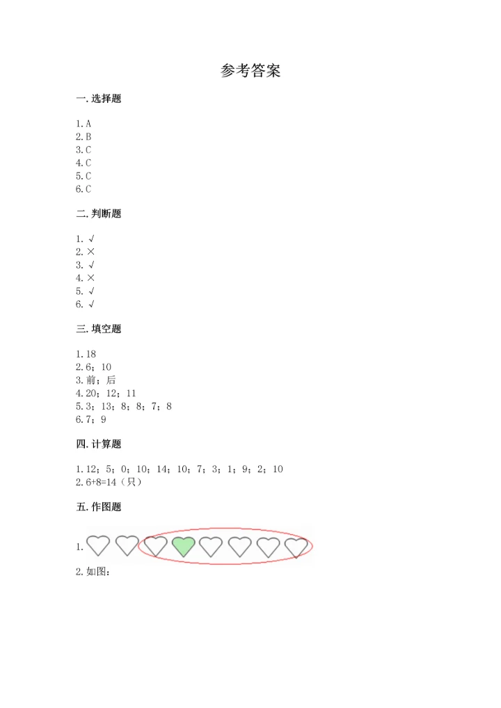 人教版一年级上册数学期末测试卷（考点提分）.docx
