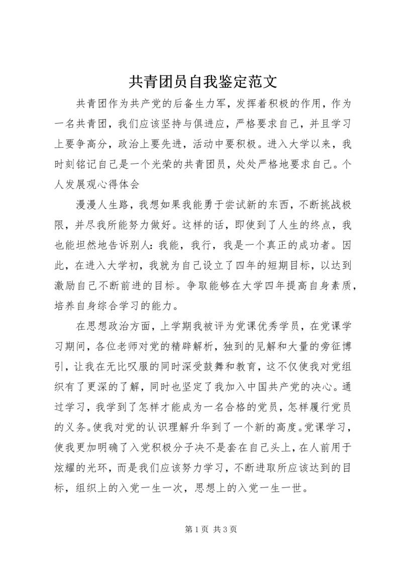 共青团员自我鉴定范文精编.docx