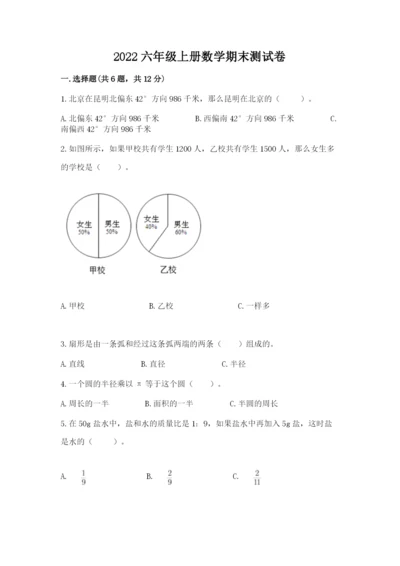 2022六年级上册数学期末测试卷【新题速递】.docx