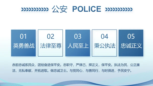 蓝色公安警察演讲年终工作总结PPT