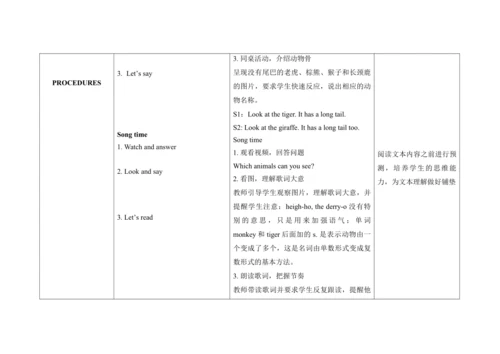 Unit 3 It has a short tail  B Fun time & Song time