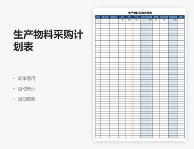 生产物料采购计划表