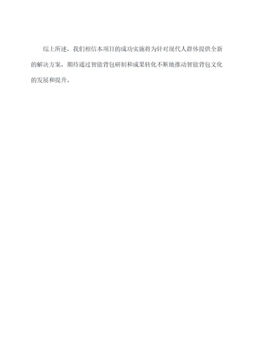 背包的项目计划书