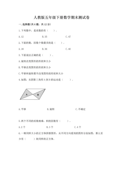 人教版五年级下册数学期末测试卷精品（易错题）.docx