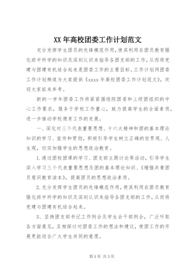 XX年高校团委工作计划范文.docx
