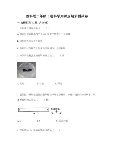教科版二年级下册科学知识点期末测试卷附答案【考试直接用】.docx
