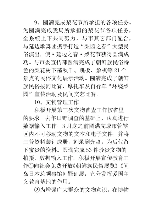 文体局工作总结及明年思路