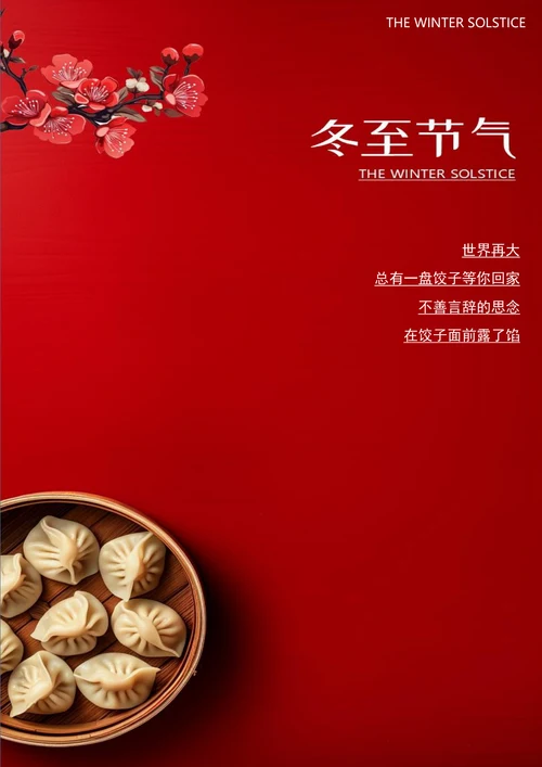 红色简约背景冬至节气海报