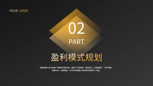 黑色商务风消费金融产品的市场推广与盈利规划PPT