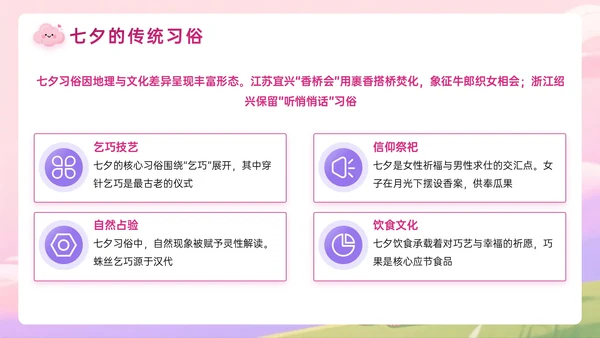 粉紫色插画风七夕约会策划主题PPT模板