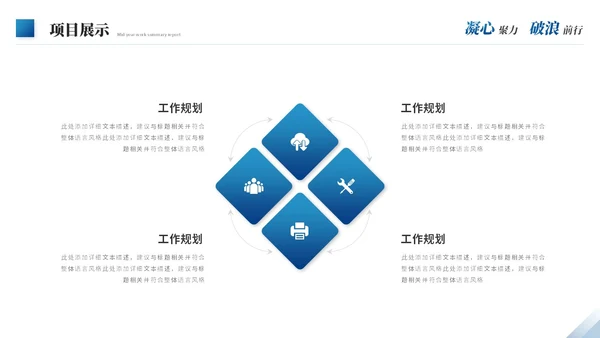 蓝色商务励志风年中工作总结年中总结述职报告工作汇报ppt模板