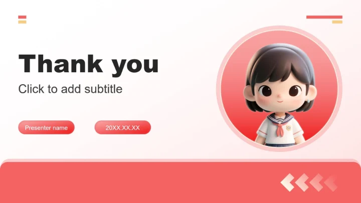 红色渐变3D卡通风个人求职简历PPT主题模板