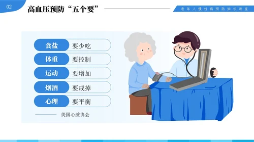 蓝色插画风中老年慢性病预防与健康管理知识培训讲座PPT