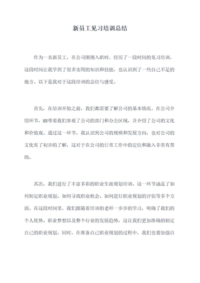 新员工见习培训总结