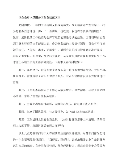 国企会计人员财务工作总结