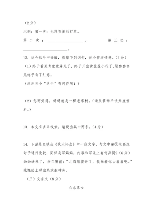 2023年初中语文学业水平考试模拟题.docx