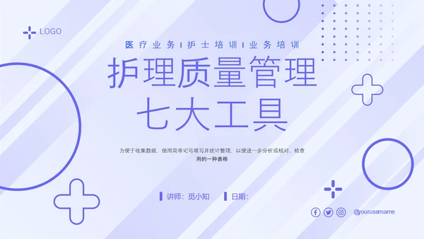 蓝色简约形状护理质量管理七大工具培训PPT模板