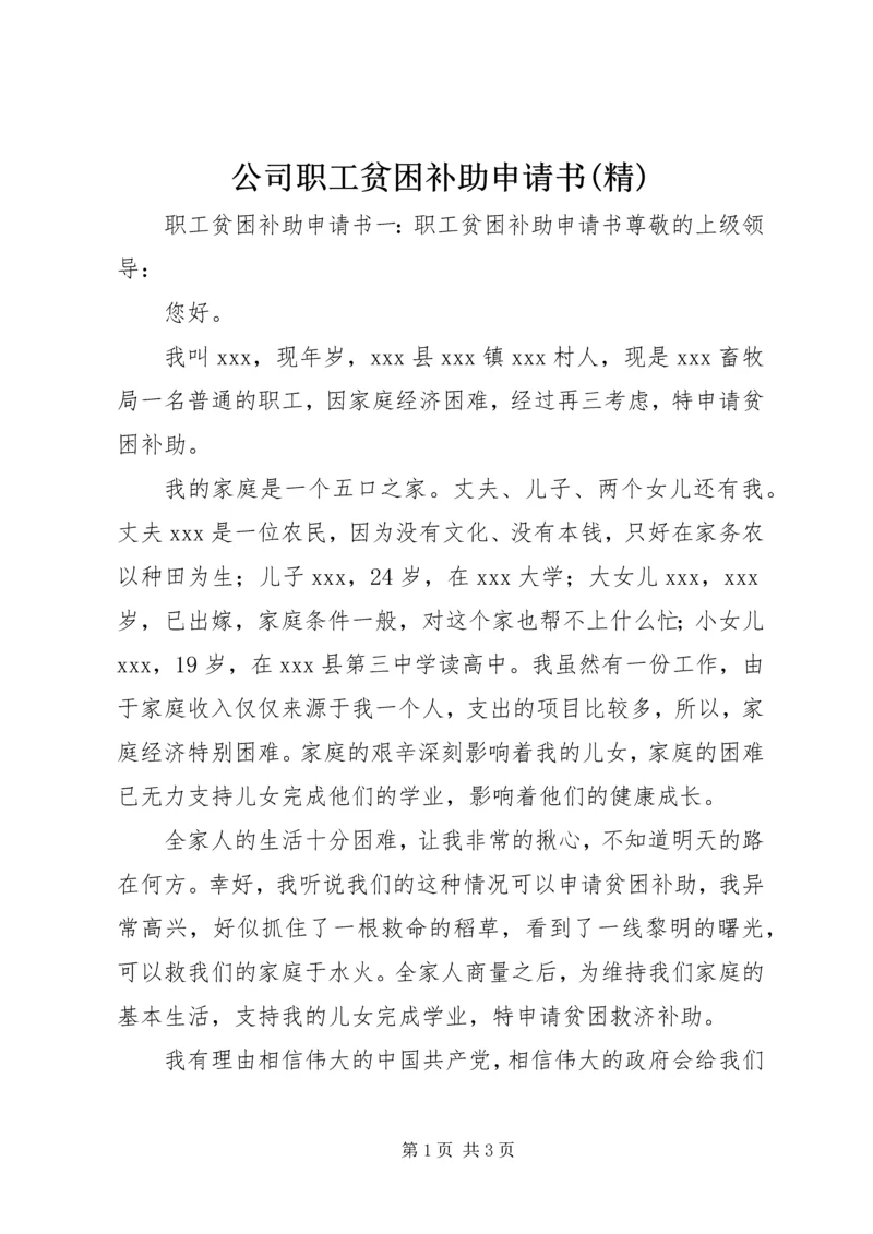 公司职工贫困补助申请书(精) (3).docx