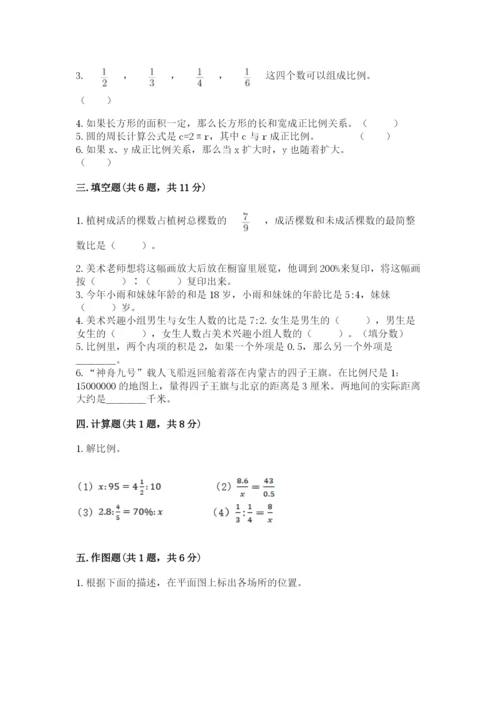 人教版六年级下册数学第四单元《比例》基础训练及1套参考答案.docx