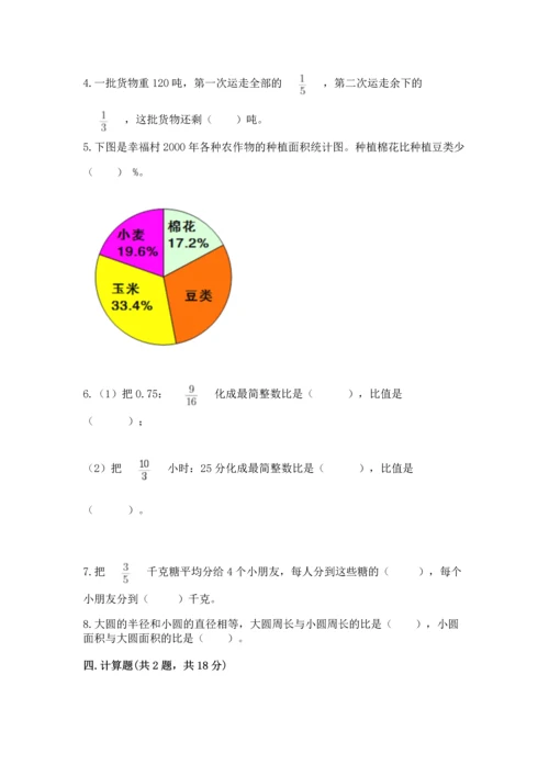六年级上册数学期末测试卷带答案（夺分金卷）.docx