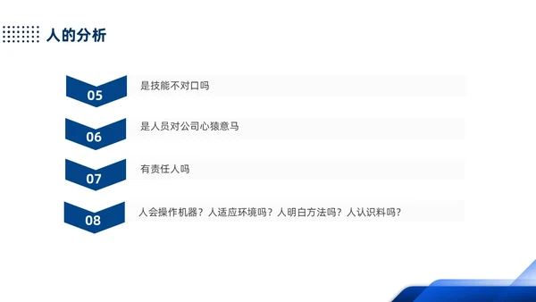 蓝色简约产品质量培训PPT人机料法环