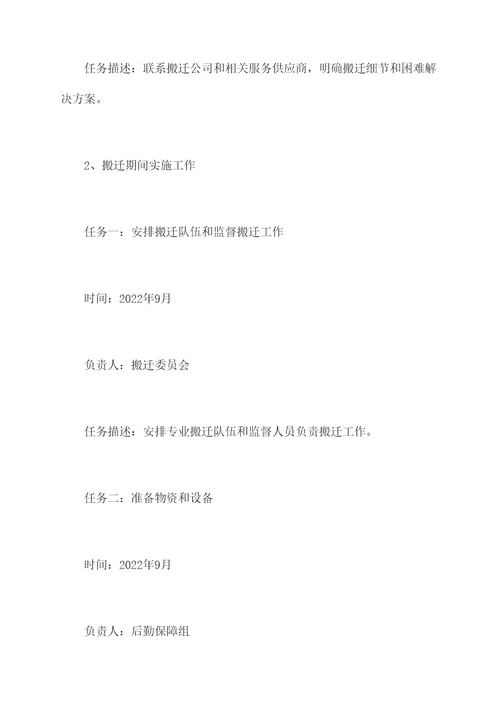 关于厂房搬迁的工作计划