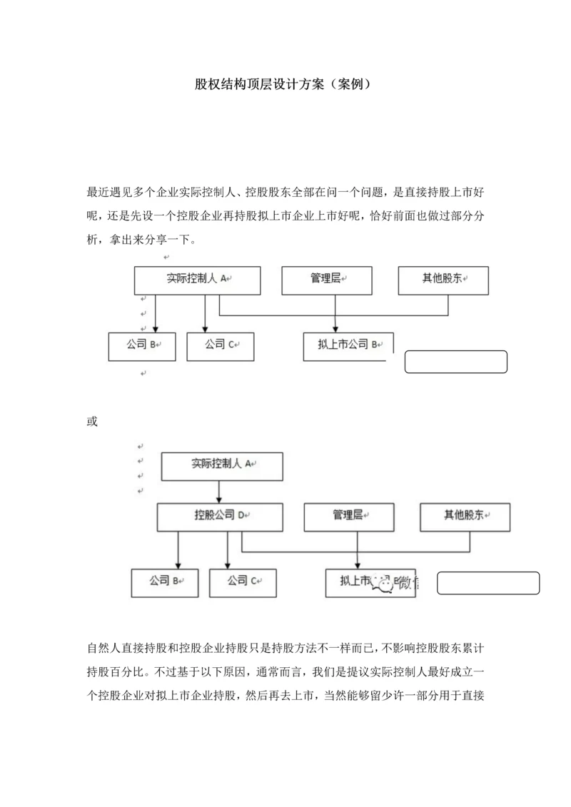 公司股权结构顶层设计专业方案案例.docx