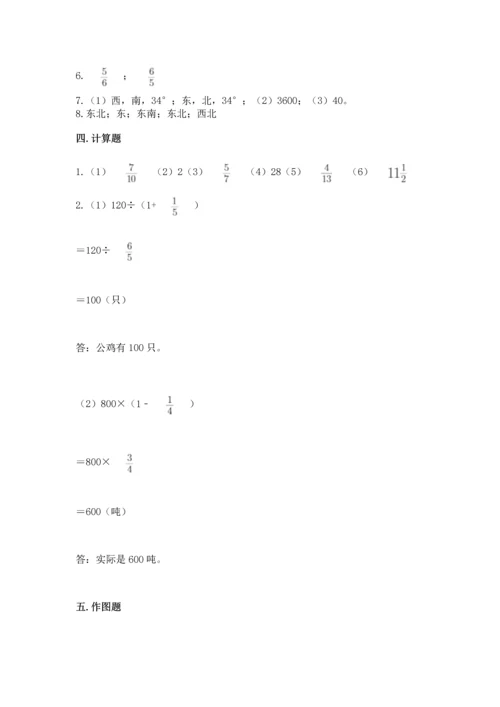 人教版六年级上册数学期中测试卷及参考答案【夺分金卷】.docx