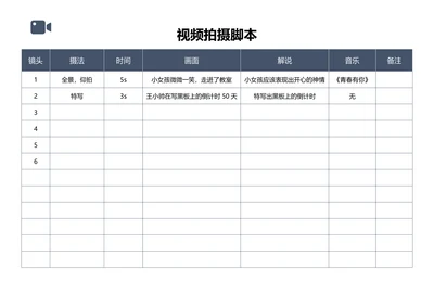 视频拍摄脚本
